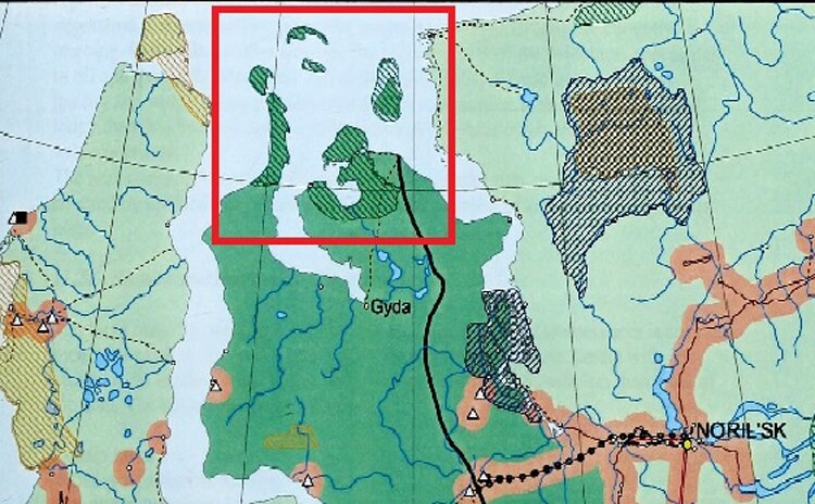  Охраняемая территория расположена в приморской половине одноименного полуострова. Она захватывает прилежащую к нему акваторию с островами. Дислокация между Обской и Енисейской губой. Южная (материковая) граница проходит по параллели 71°40' северной широты. Общая площадь ООПТ в итоге составляет 878 174 гектара, что равняется по размеру Азербайджану. Земля эта принадлежит Тазовскому району Ямало-Ненецкого автономного округа Тюменской области РФ. 