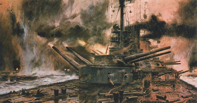 «Зейдлиц» в Ютландском сражении, 1916 г. Художник Клаус Фридрих Берген