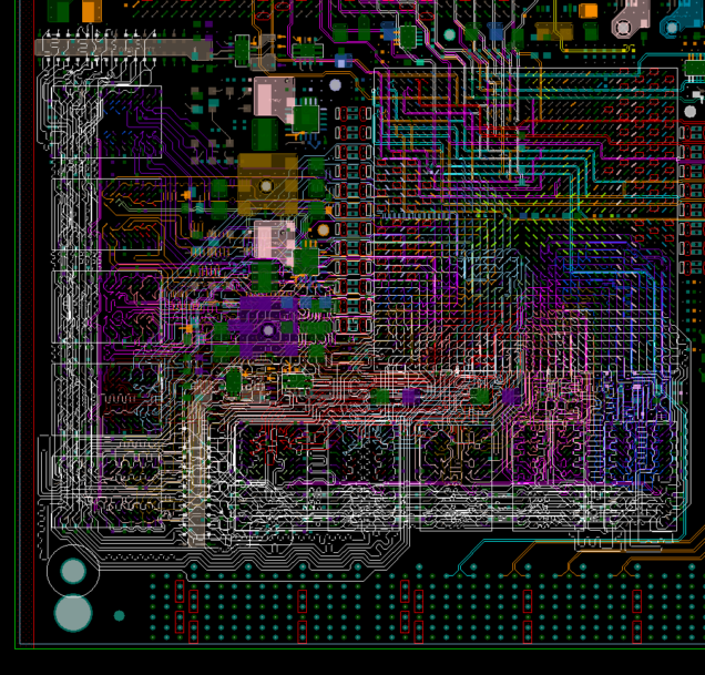 Рисунок 2 - Фрагмент топологии печатной платы DDR4. Страшно? :) 16 слоёв!
