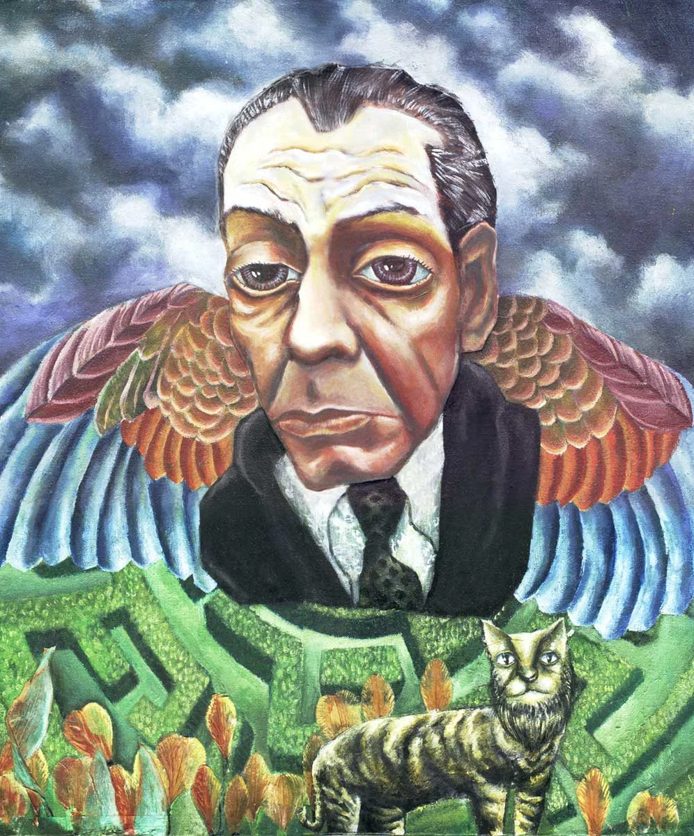 Jorge luis borges. Хорхе Борхес. Борхес Хорхе Луис картины. Хорхе Луис Борхес иллюстрации.