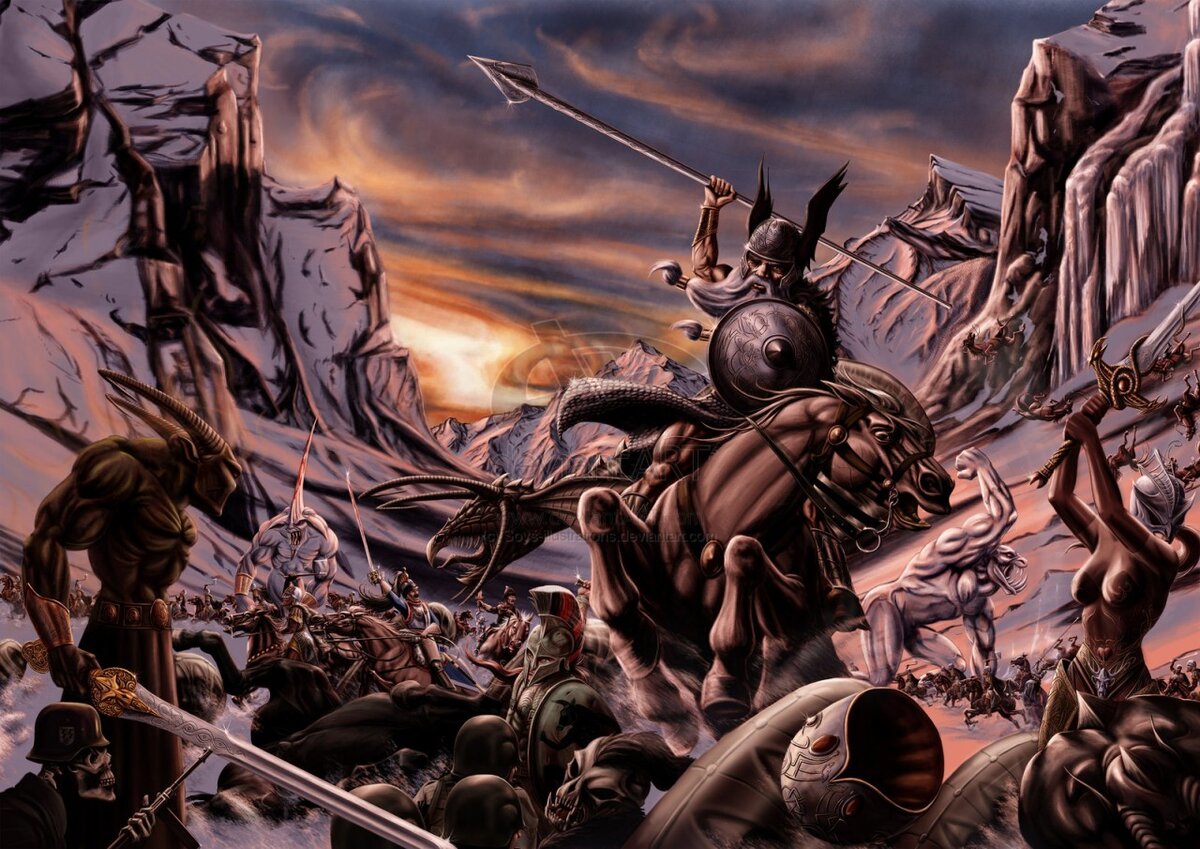 Один на Слейпнире отчаянно бьется