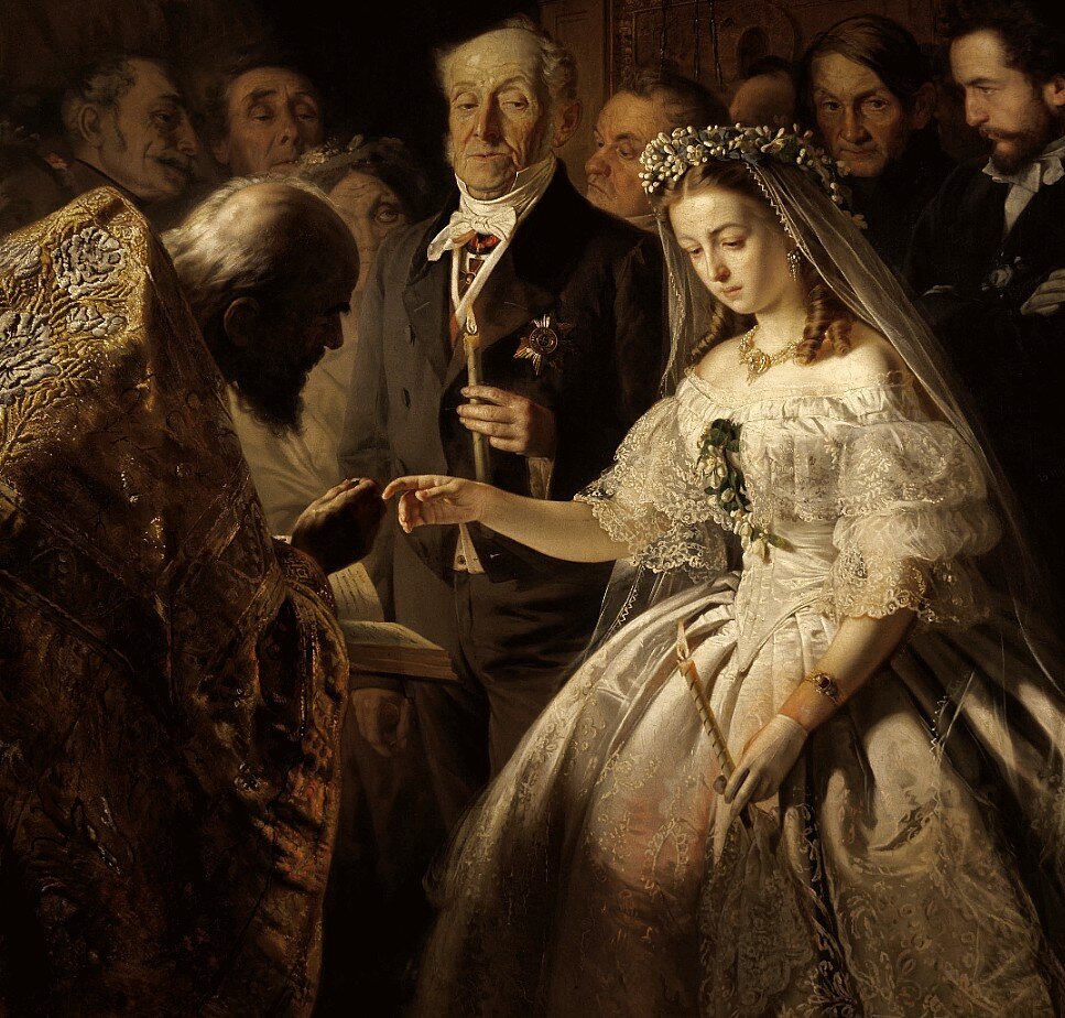 Фрагмент картины художника Василия Пукирева «Неравный брак», 1862 г.