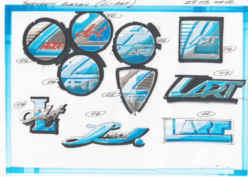 Одни из первых эскизов логотипа LARTE Design