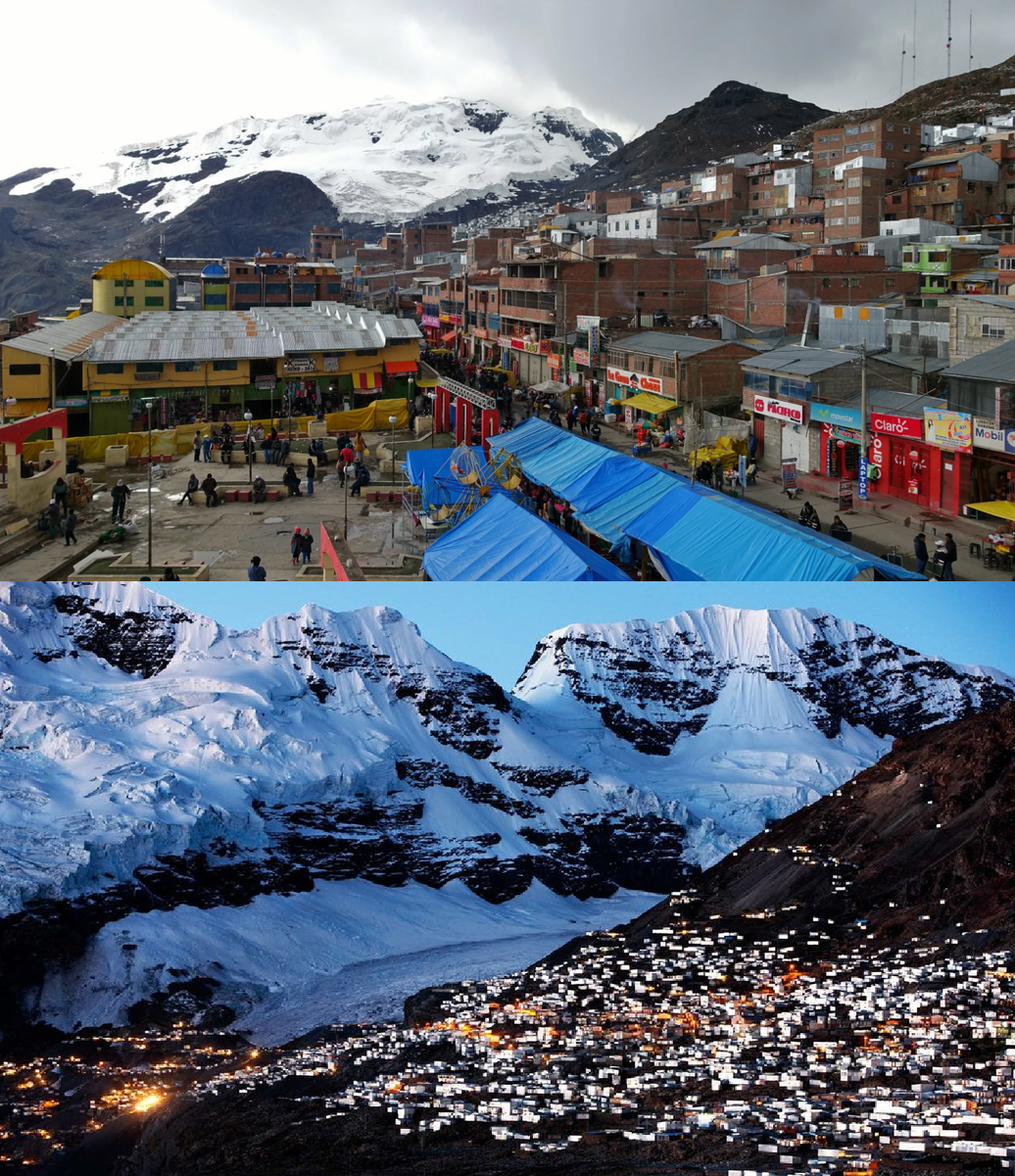 И так,сегодня я хочу вам рассказать о городе,который считается самым высоко расположенным на Земле.  Городок Ла-Ринконада находиться в Перу,находится не далеко от границы с Боливией на западе.