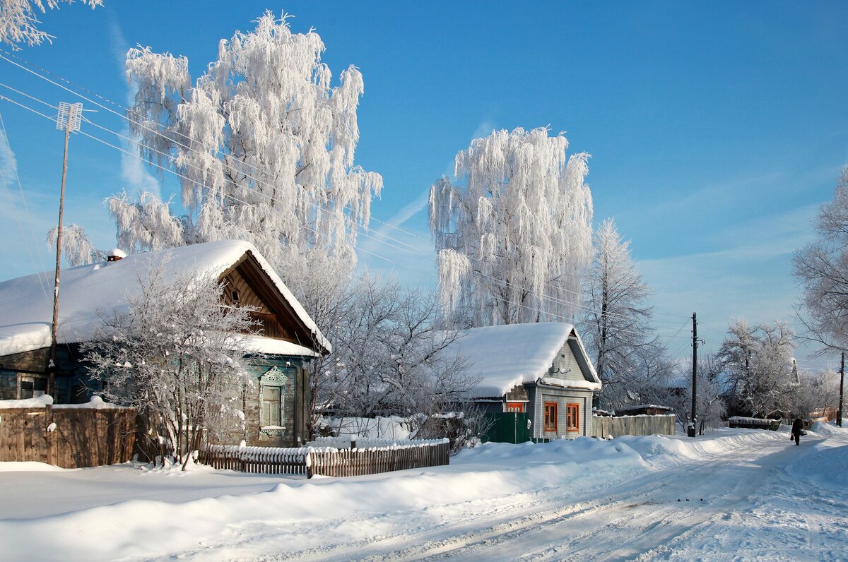 Зимняя деревня красивые картинки