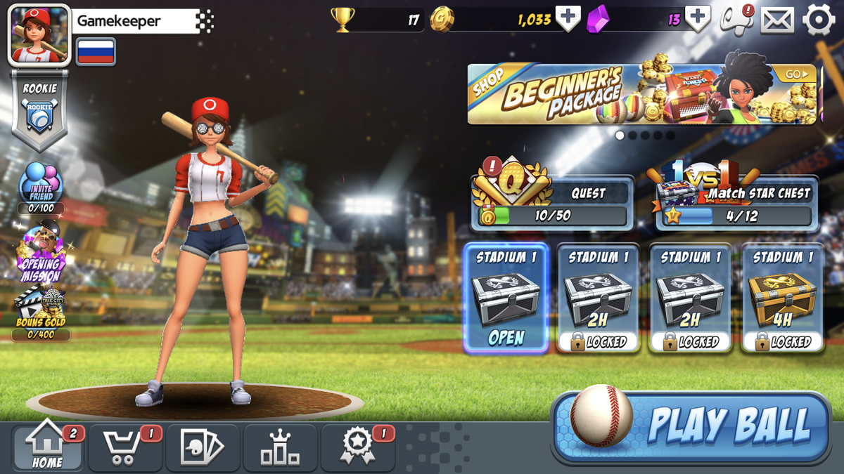 Главное меню Homerun Clash