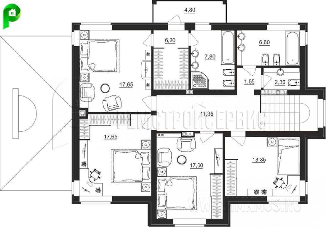 Двухэтажный дом 309 кв.м. в современном стиле с мансардой за 4 446 819 ₽ |  Архион – строительство и проектирование домов | Дзен