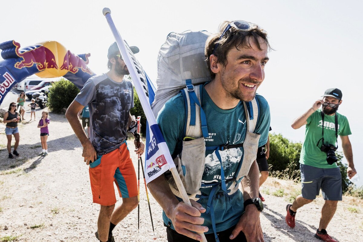 Maxime Pinot на финише в Peille 26 июня 2019 года. Фото с оф.сайта redbullxalps.com