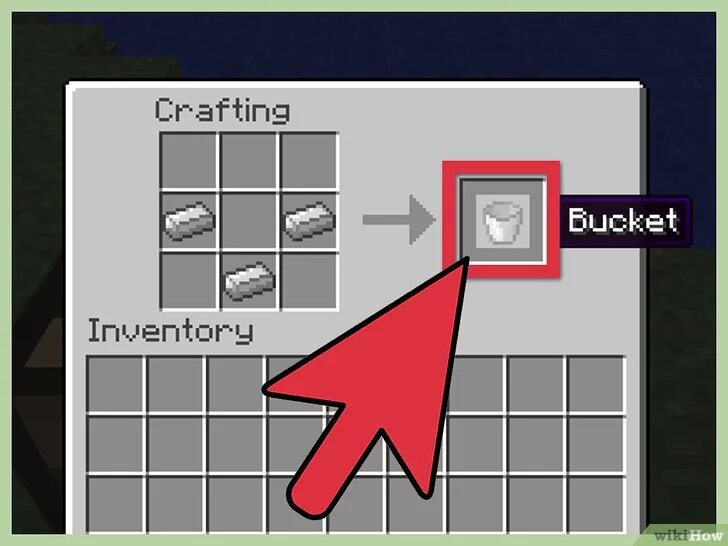 1 Получить два ведра. Если у вас нет ведер, удалите немного железа и расплавьте его в духовке, чтобы получить железные прутья. Тогда сделайте ведра. Вы можете сделать это с ведром, но это займет больше времени.