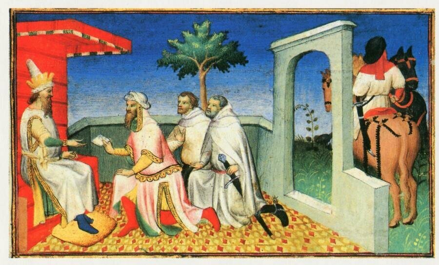 иллюстрация Марко Поло - братья Поло прибыли к внуку Чингисхана, Хубилаю