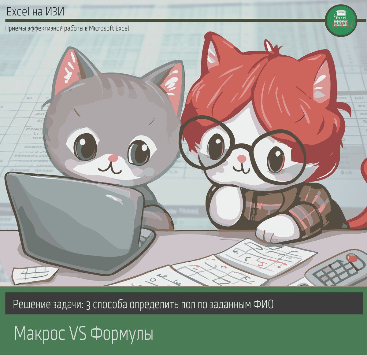 Решение задачи: 3 способа определить пол по заданным ФИО. Макрос VS Формулы