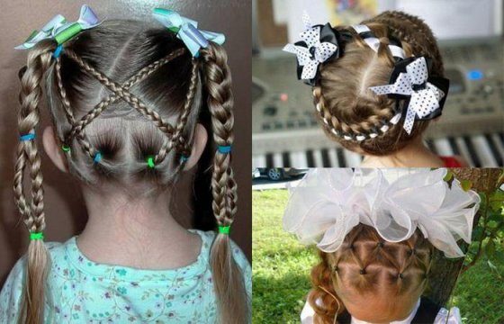 Как сделать прическу на первое сентября. Прическа на 1 сентября для девочки. Как сделать прическу на первое сентября. Прическа с белыми бантами. Прическа на 1 сентября.