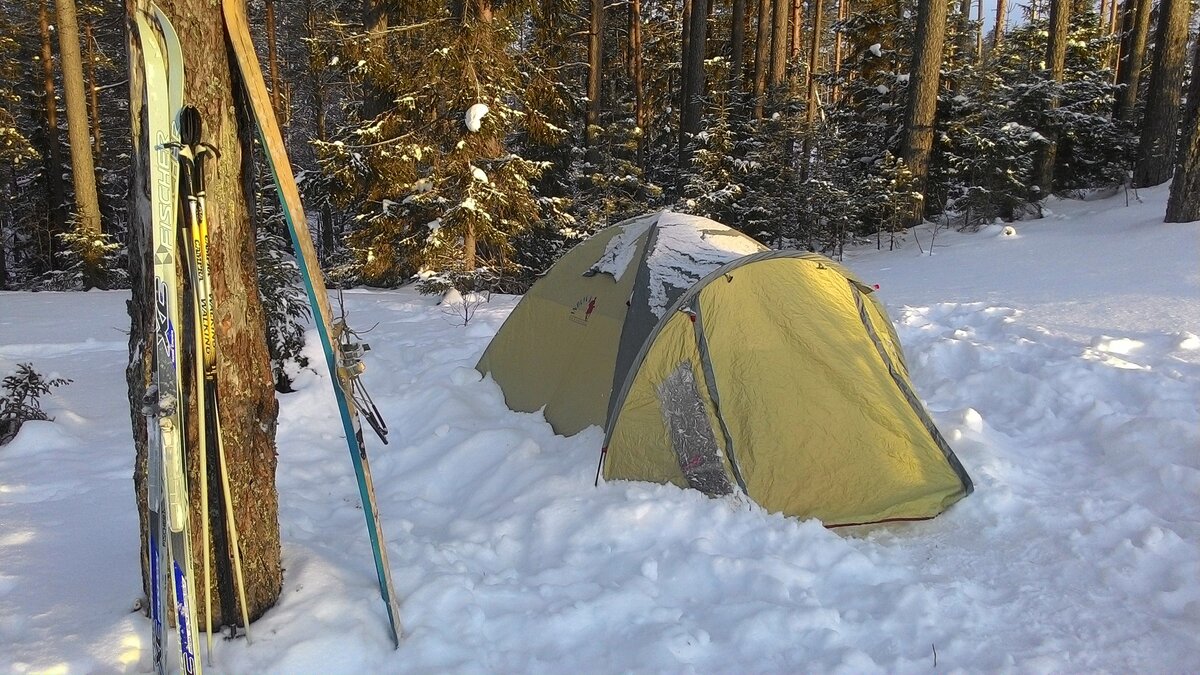 Ночевка в лыжном походе. На улице -27.