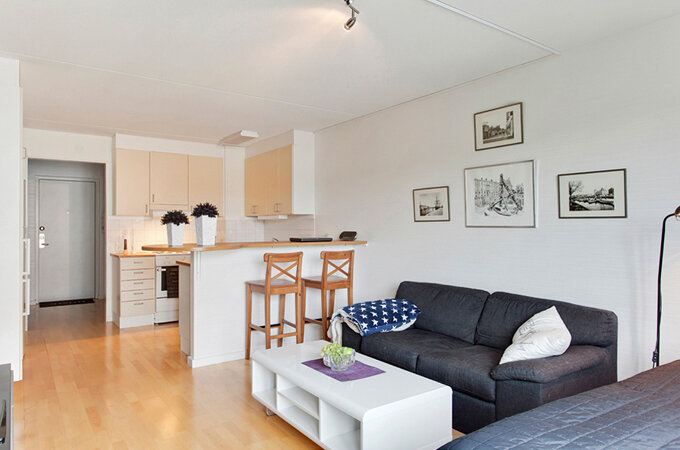 Главное при оформлении таких апартаментов — грамотное разделение пространства для выделения отдельных функциональных зон отдыха, работы, сна, принятия пищи. 