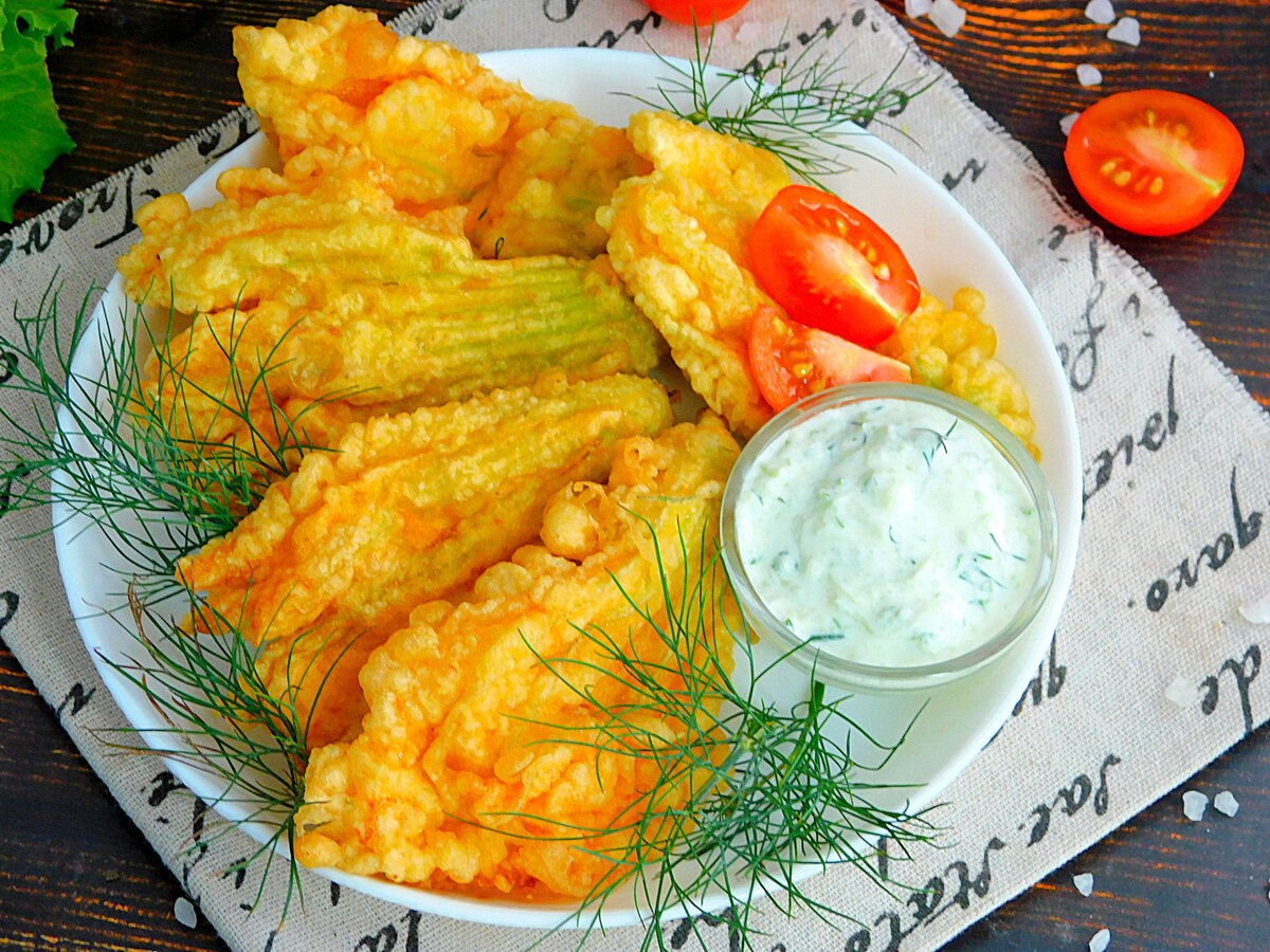 Цветы кабачка в кляре