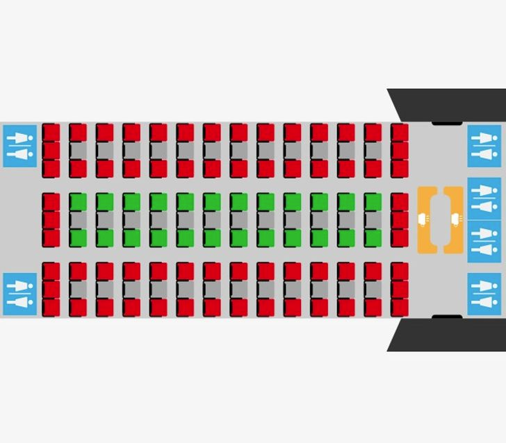 Расположение окон в самолете Seat Map and Seating Chart Airbus A320 200 Qatar Airways V1 Alaska airlines, Del