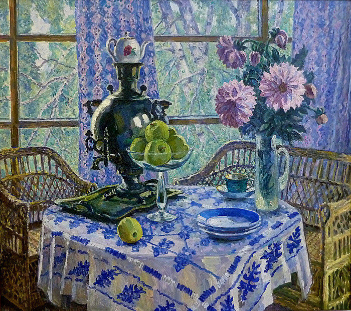 Художник жуковский станислав юлианович. Финогенова млада константиновна художник. Сочинение млада интерьер с самоваром. Текстильщицы. Сочинение млада интерьер с самоваром.