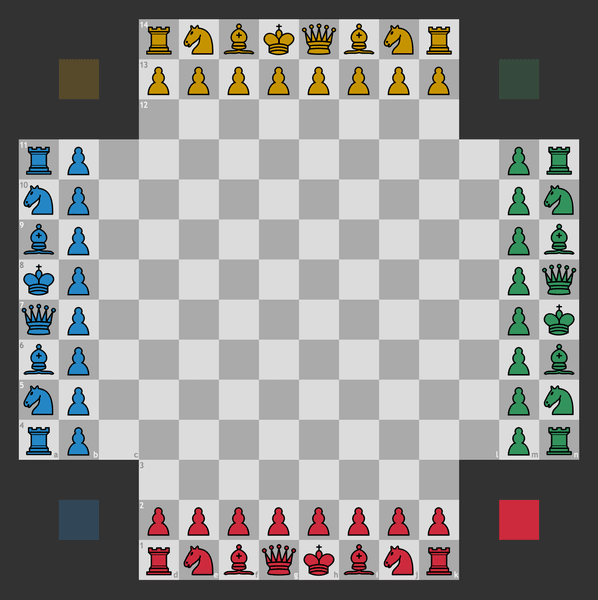 Quatrochess - современный вариант игры с четырьмя участниками.