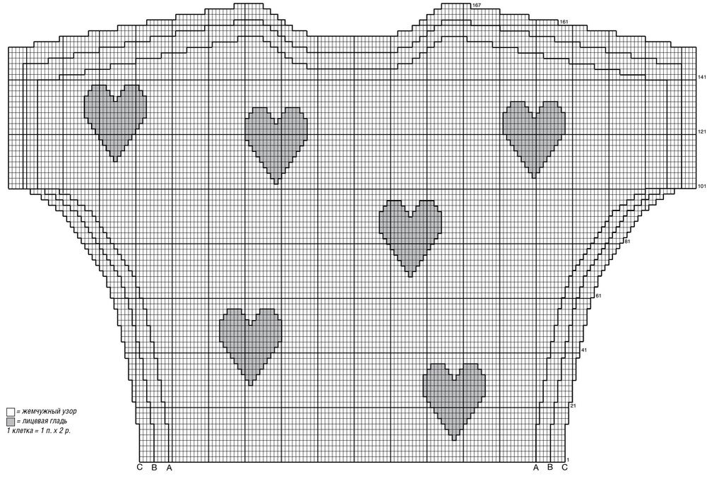 Свитер с сердечками спицами схема для девочки