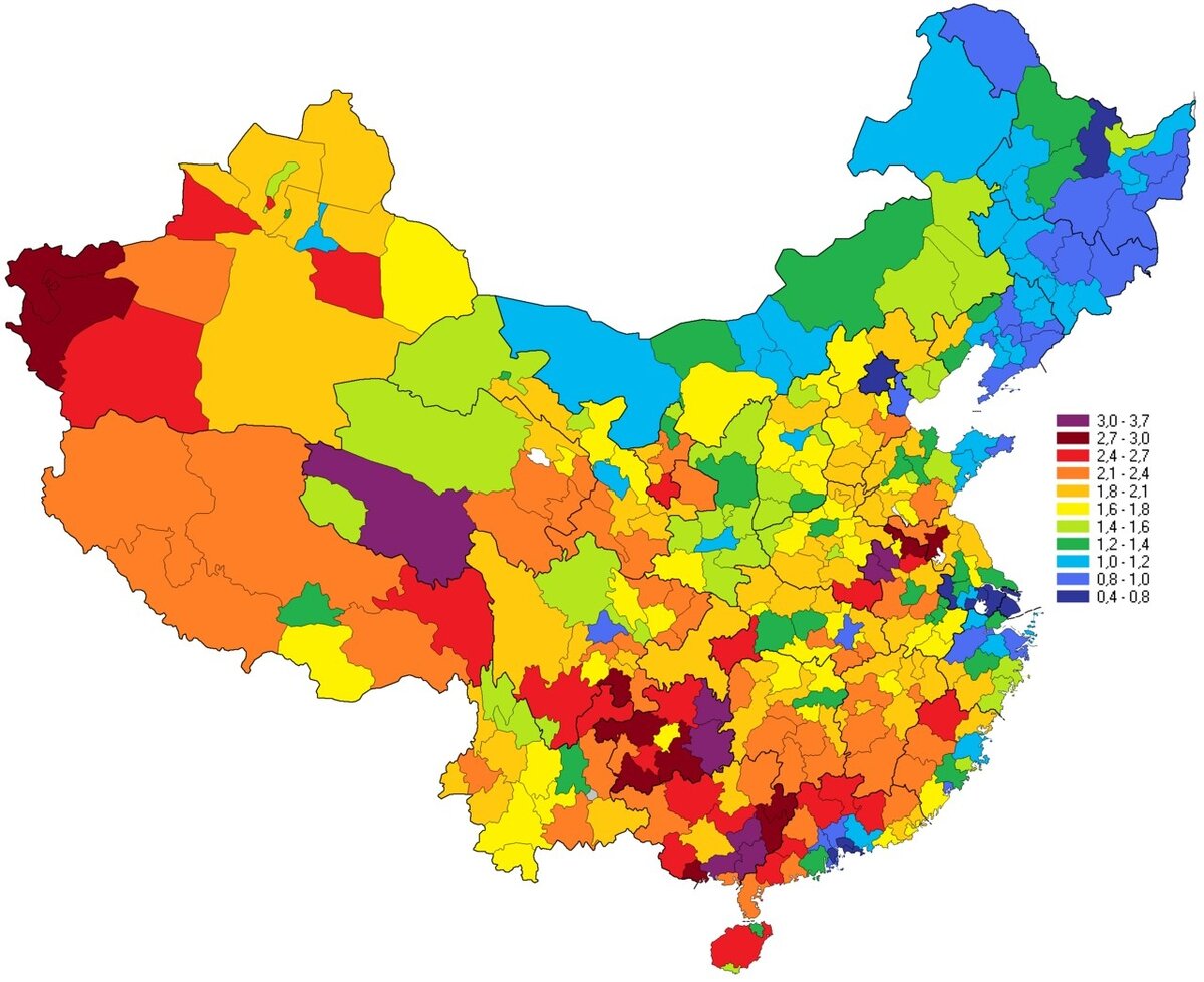 Карта расселения китайцев в китае
