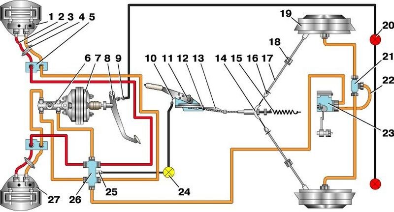Схема тормозной системы москвич 2140