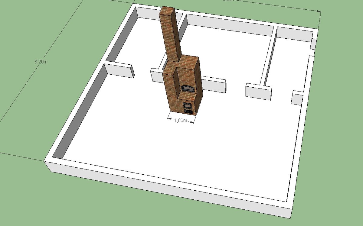 Проект дома 8х8 с печкой посередине