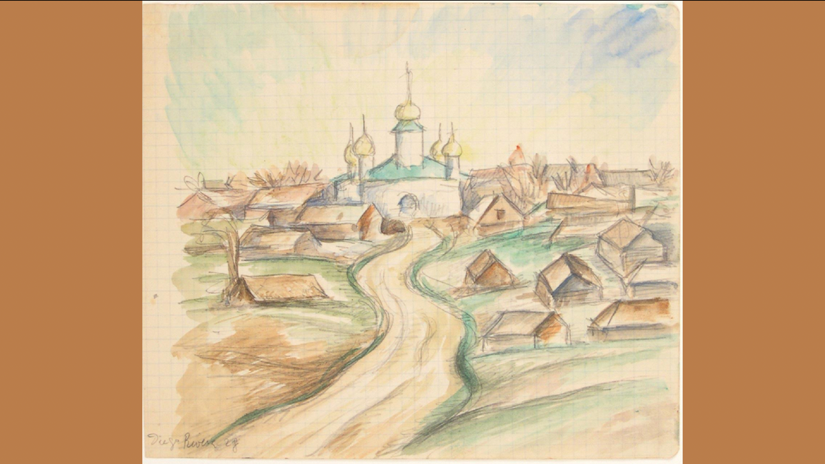 Диего Ривера. Русская церковь в деревне. 1928. 17х20 см. Художественный музей Филадельфии 
