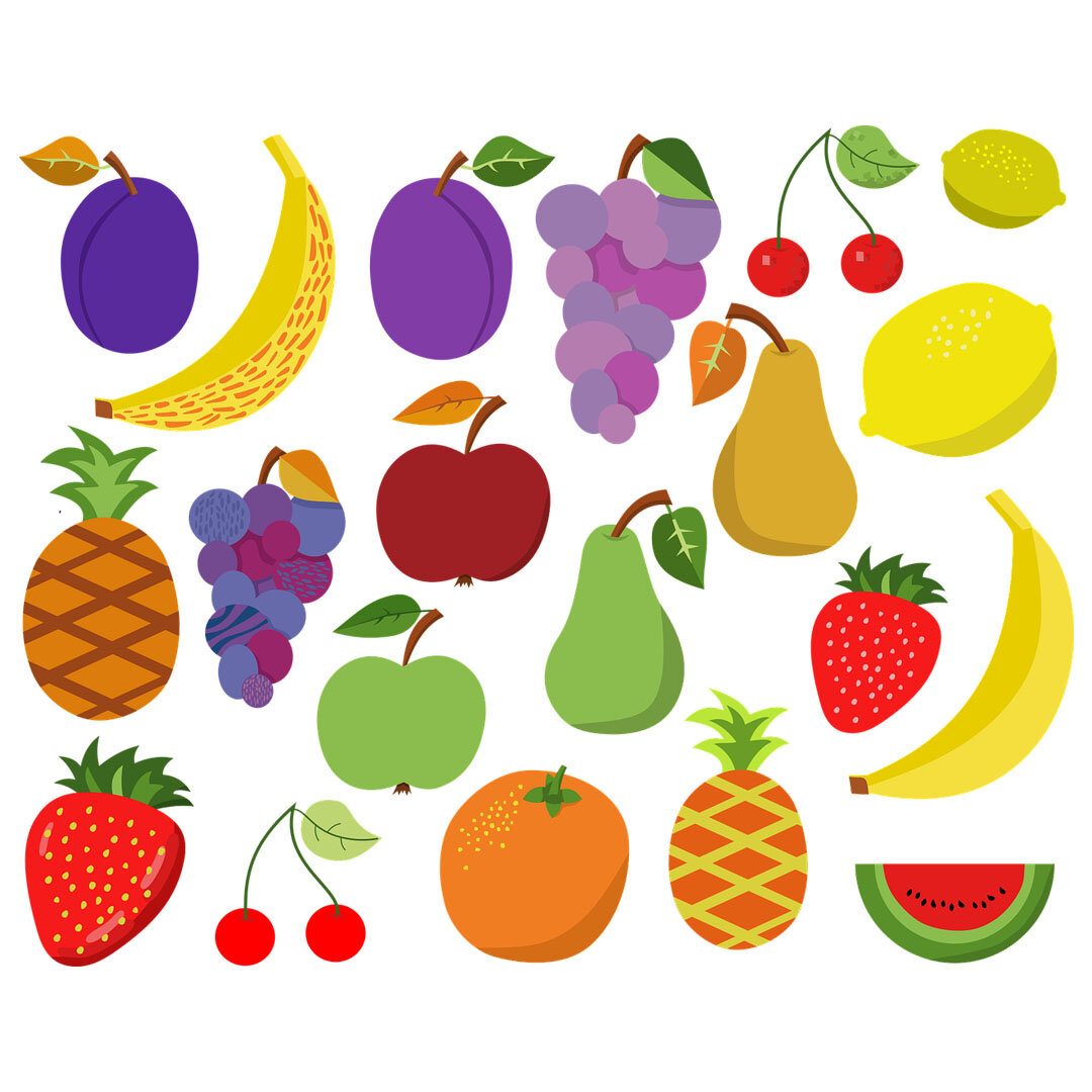 Векторные фрукты овощи