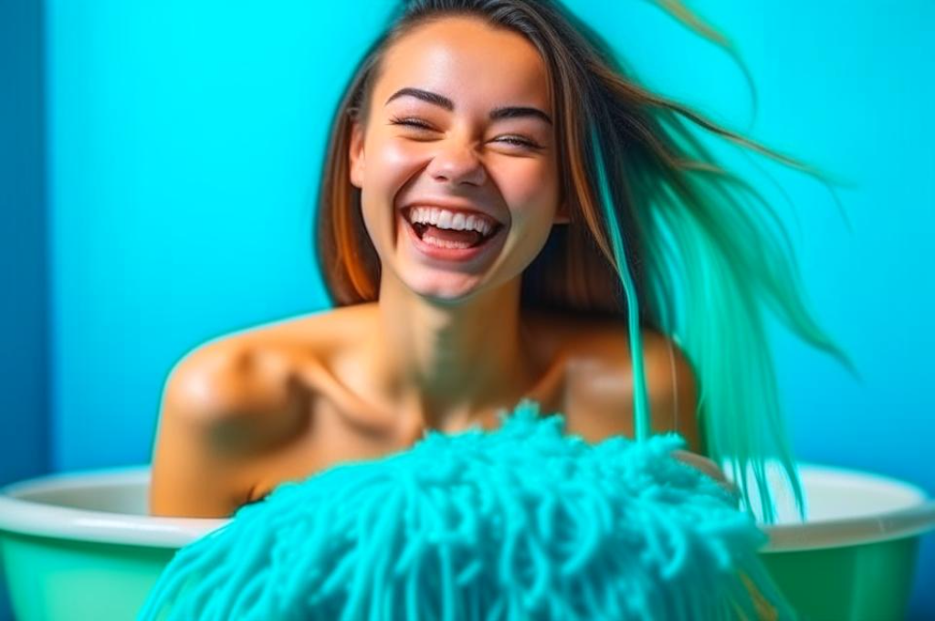 Нейросеть Кандинский 2.0 показывает что испытывает женщина, которая дышит полной грудью