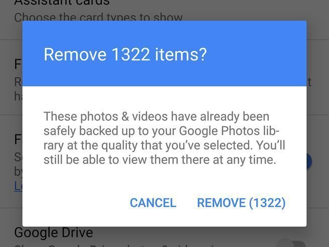 Google Фото может удалять изображения после их резервного копирования