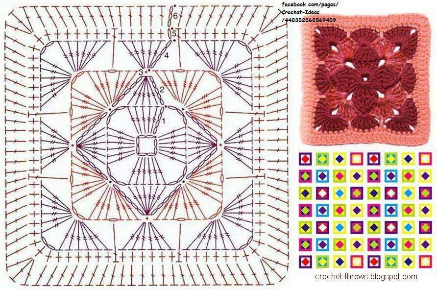 Бабушкин квадрат крючком с цветком