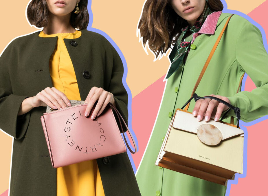 Сумки: STELLA MCCARTNEY, DANSE LENTE. Фото для коллажей взяты с сайтов: farfetch, net-a-porter, zara.