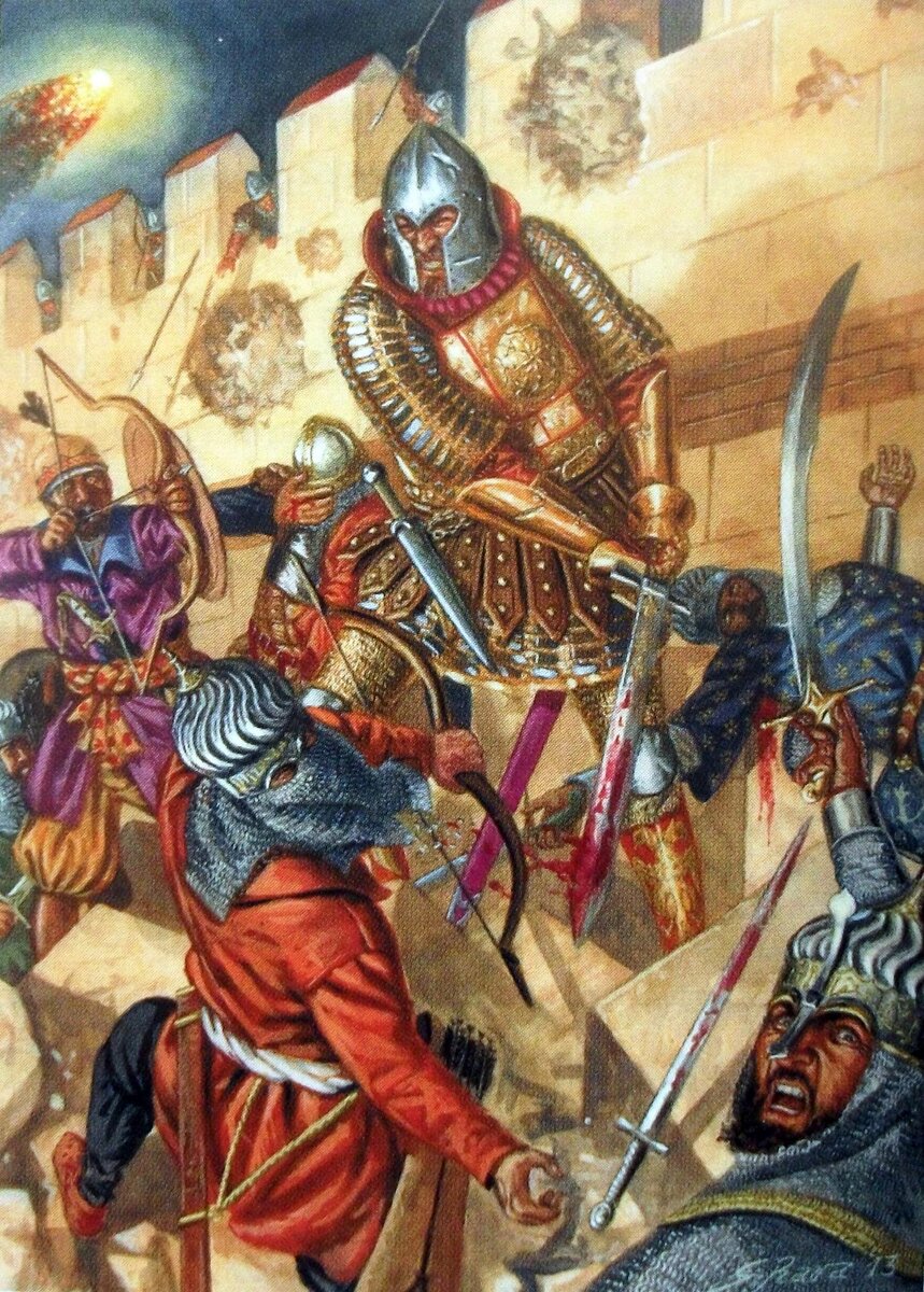 Последний император Византии геройски сражается с захватчиками. 