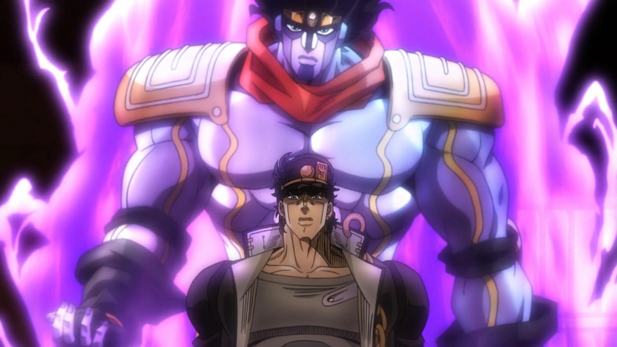 Джотаро Куджо и его Star Platinum, кадр из Аниме адаптации Stardust Crusaders