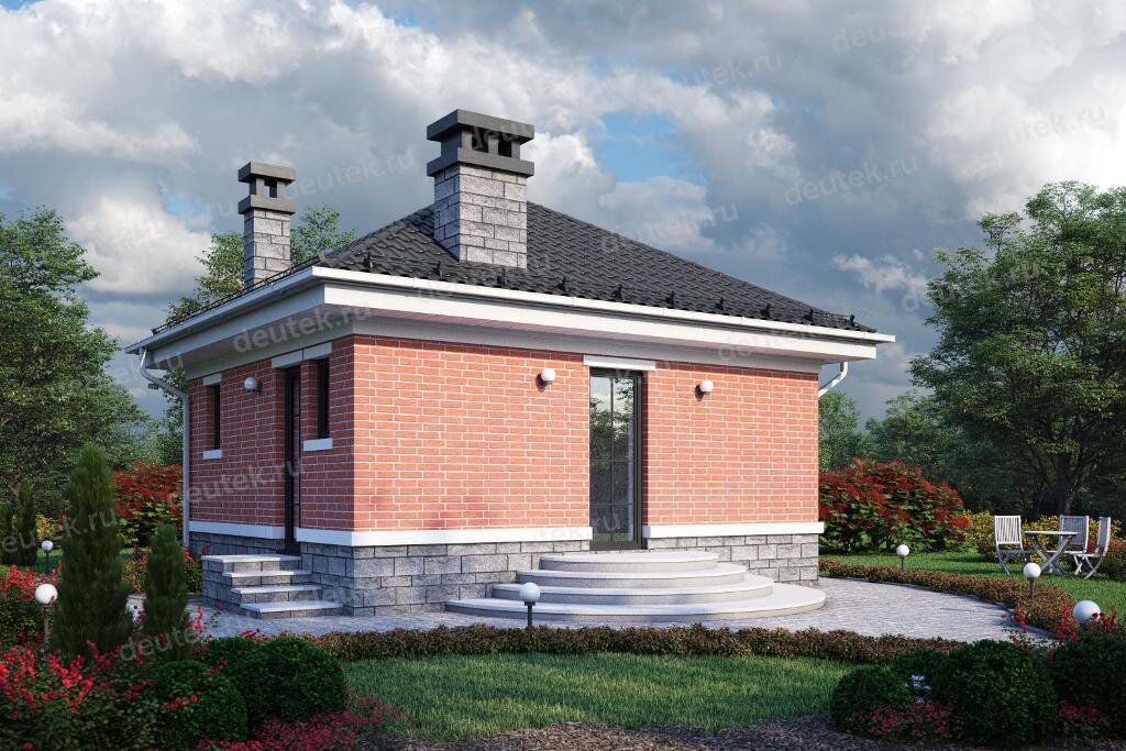 Проект одноэтажного дома из керамоблоков с сауной DTV100245