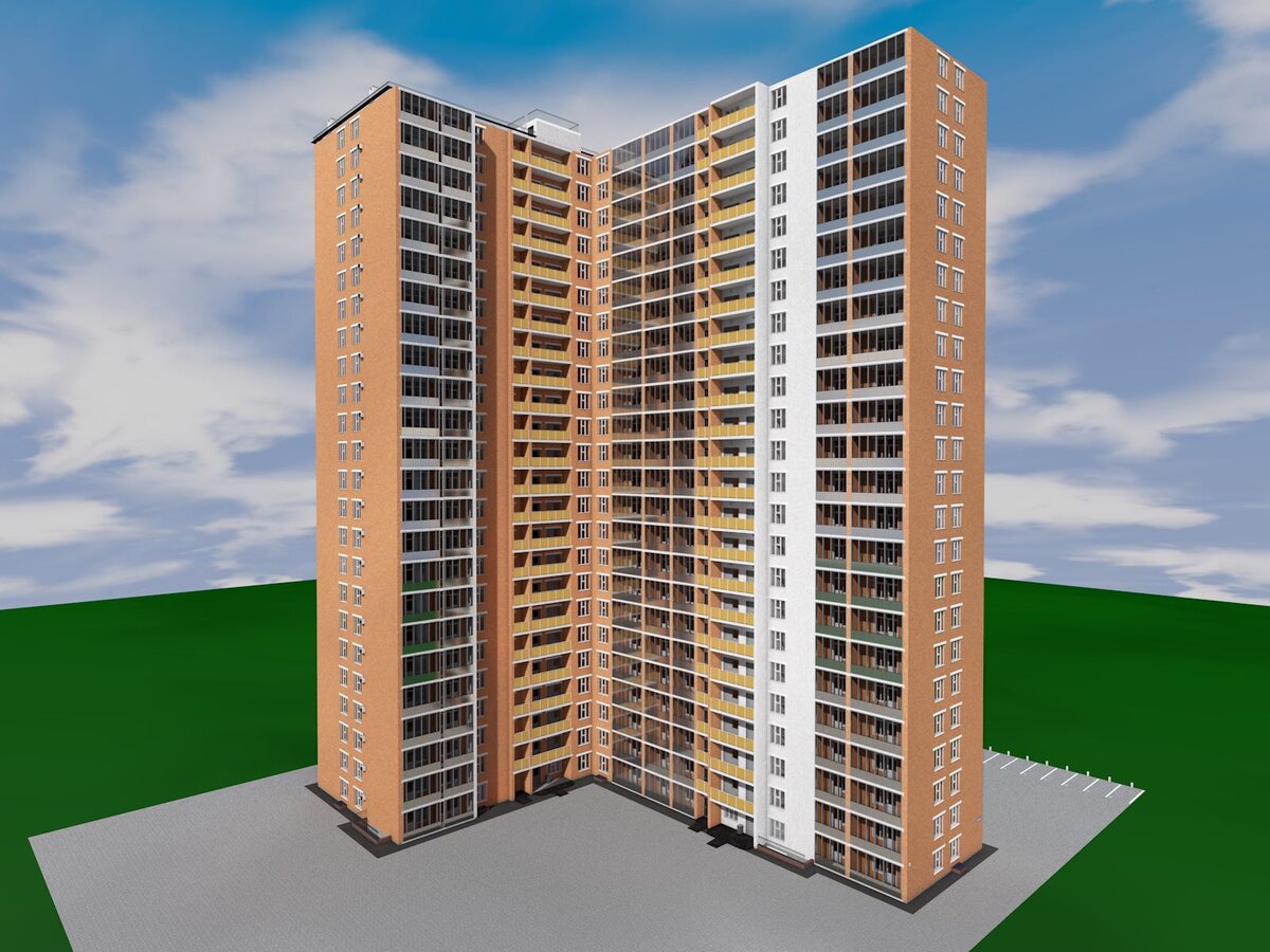 Проект двухподъездного многоэтажного дома