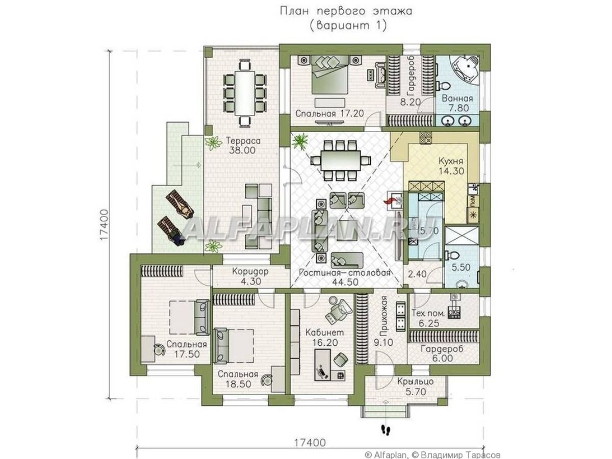 НА СЛАЙД-ШОУ 2 ФОТО: Планировка дома по проекту 666А "Горизонталь" (1 вариант планировки дома) 