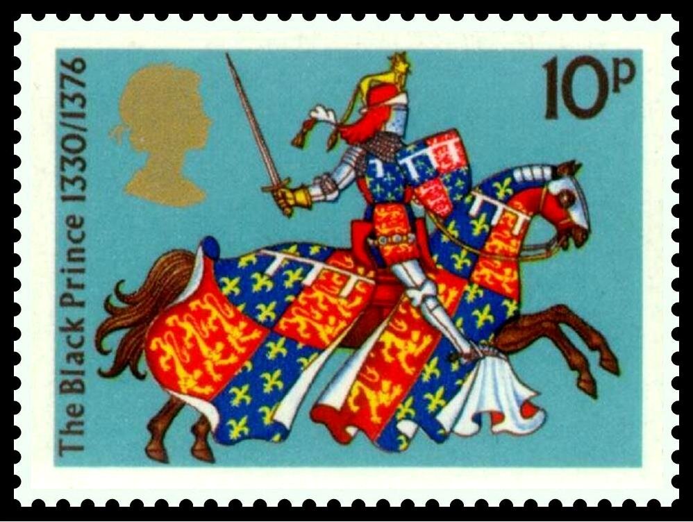 Из серии «Средневековые воины». Эдуард («Чёрный Принц»). Великобритания, 10 июля 1974 г. Каталог Michel: №657 