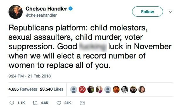 Handler is no stranger to controversy regarding the GOP or President Trump. The comedian routinely smears the Commander-in-Chief, going so far as to call for a military coup to remove him from office.