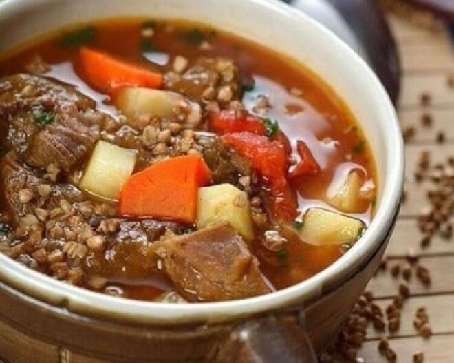 Очень вкусный гречневый суп с говядиной