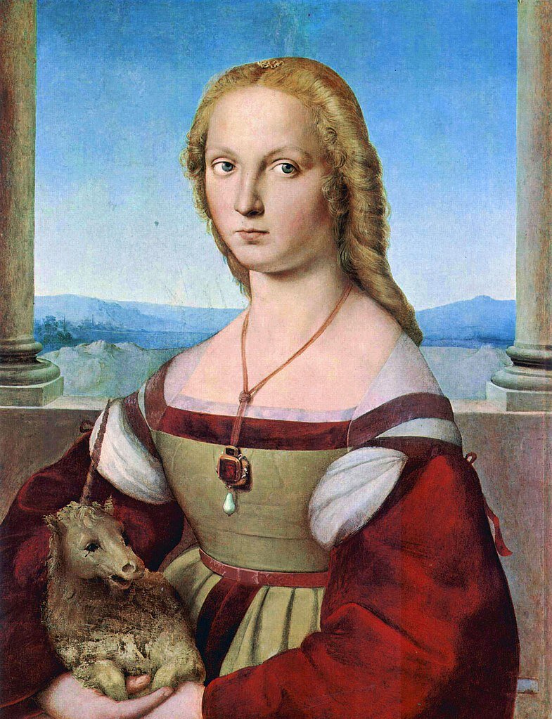 Дама с единорогом, Рафаэль Санти, 1506-06, из коллекции галереи Боргезе