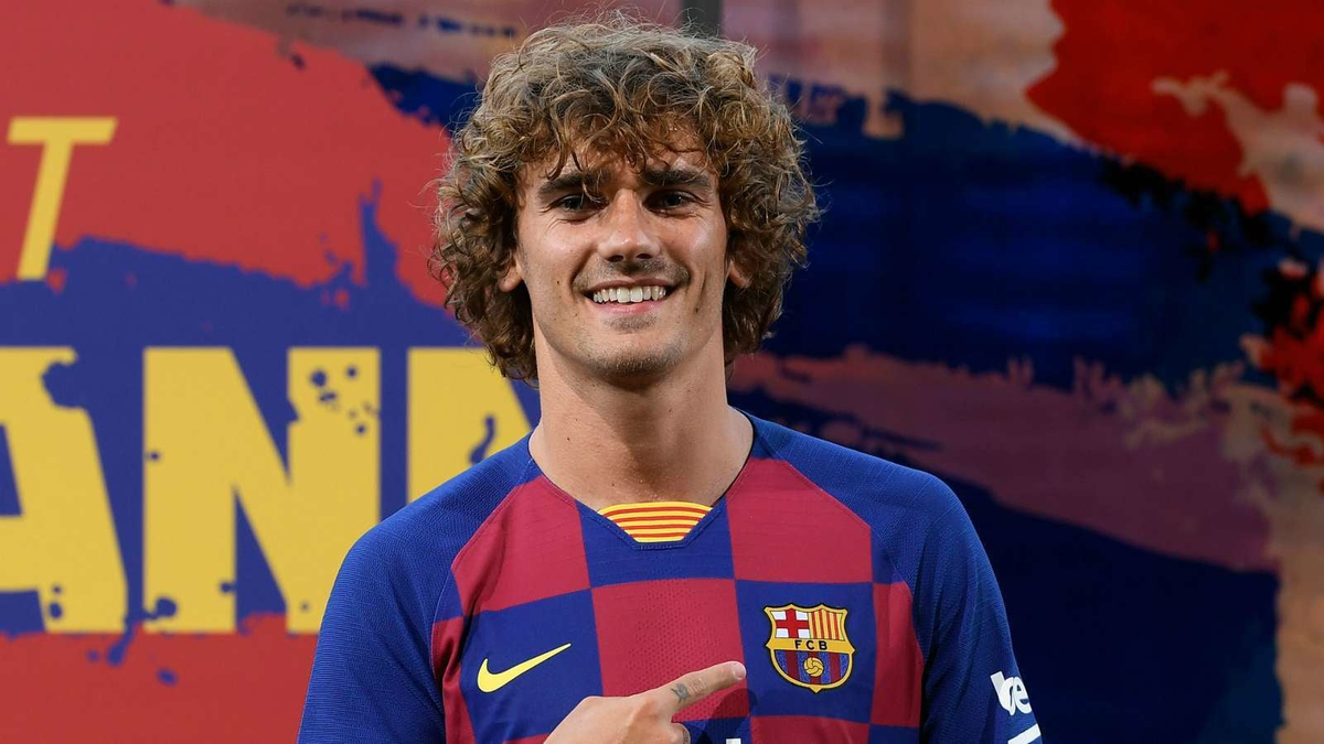 Антуан Гризманн на своей презентации на Camp Nou