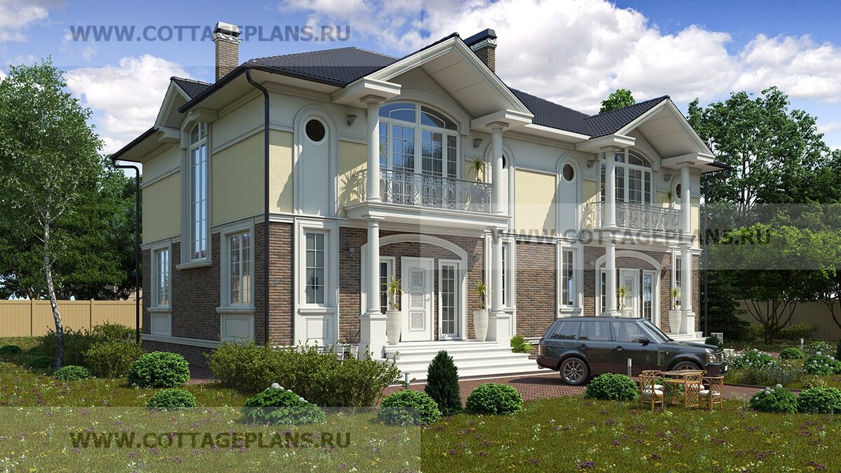 1-й и 2-й фасады дома. Источник фото: https://www.cottageplans.ru