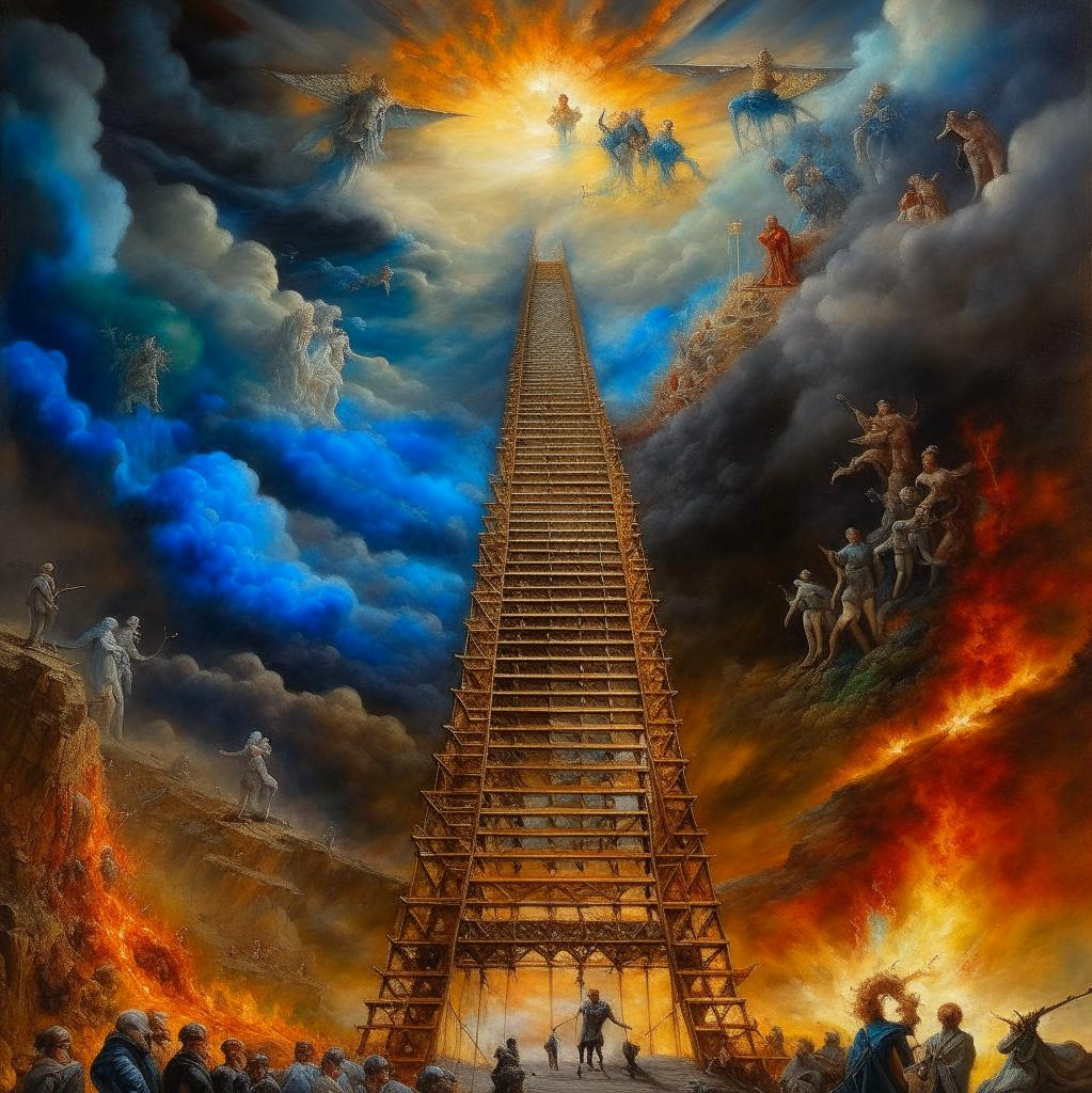 Однажды нейросеть Кандинскую 2.2 попросили нарисовать Небесную Лестницу.