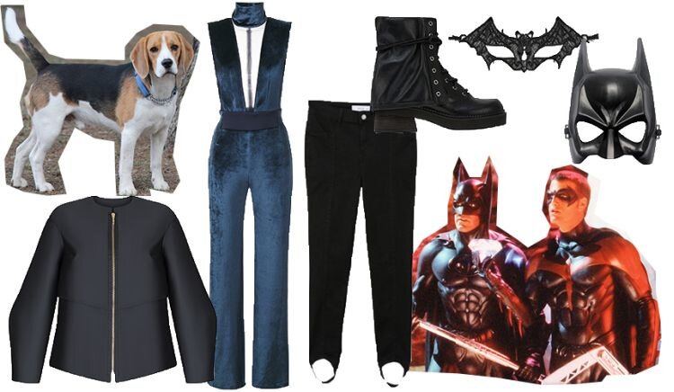 Жакет, Korsun, Комбинезон, Galvan (names.ru), Брюки, Mango, Обувь, See by Chloe (aizel.ru), Маска, Leg Avenue Halloween (asos.com), Маска, Aliexpress.