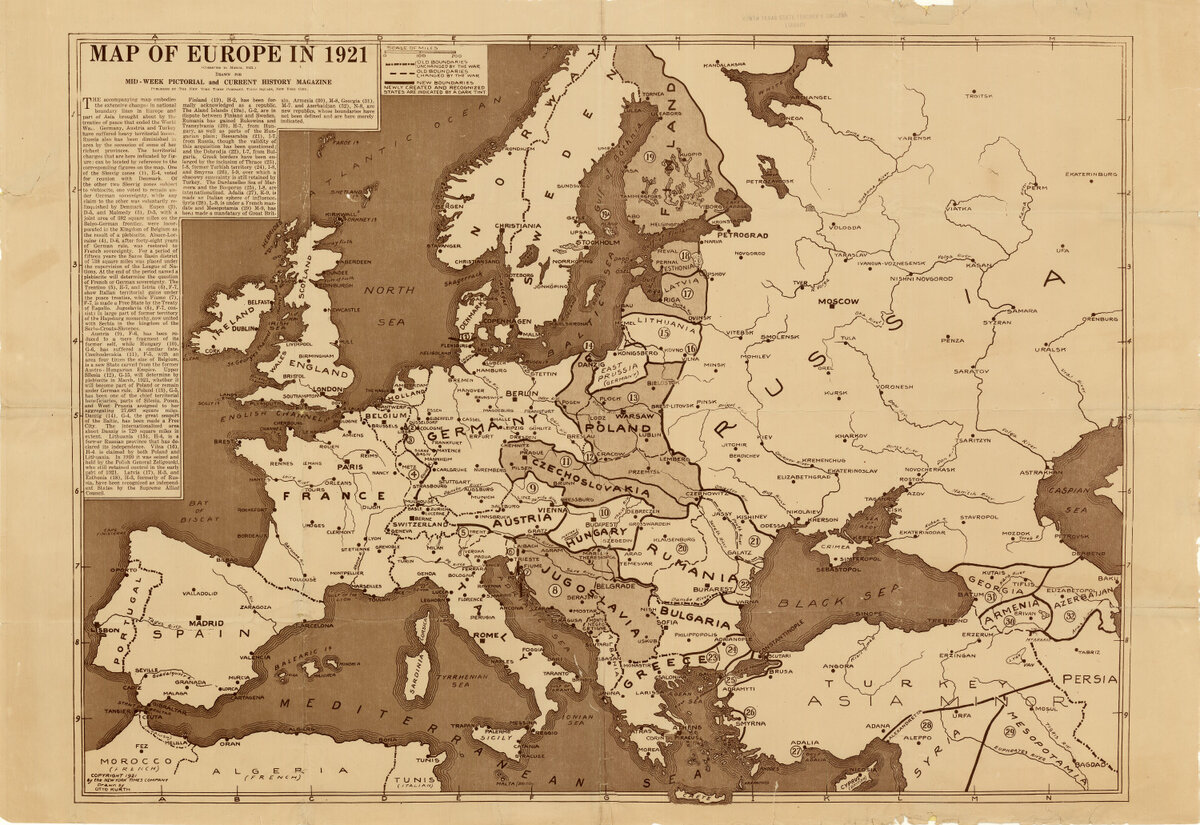 Карта мира 1918 года на русском