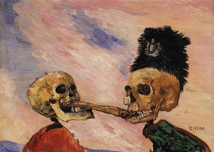 "Skeletons Fighting Over a Pickled Herring ", James Ensor, 1891