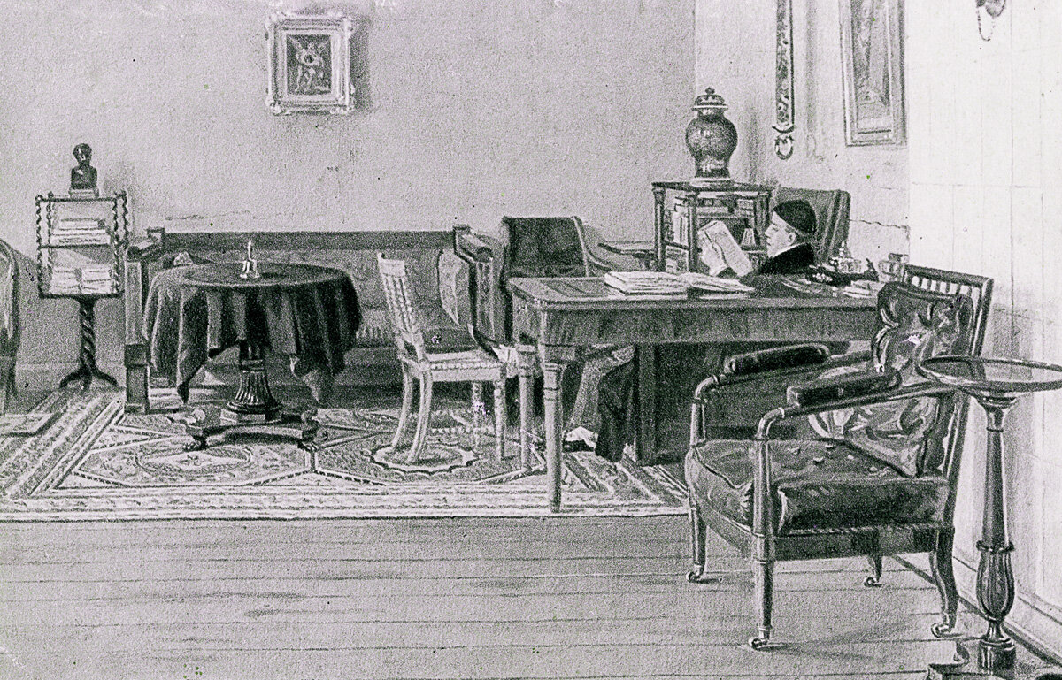 Кабинет 19 век интерьер гравюра