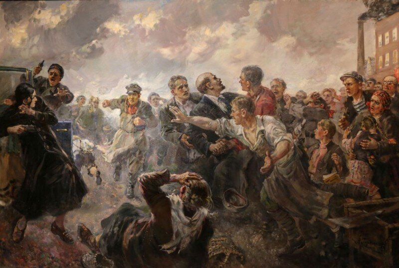 Александр Герасимов. Выстрел в народ. (Покушение на В.И. Ленина 30 августа 1918 года). 1961 