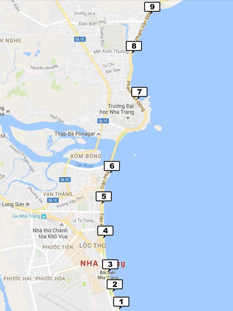 районы нячанга на карте. аэропорт нячанг на карте. где находится нячанг. нячанг и фантьет на карте. пляжи нячанга на карте.